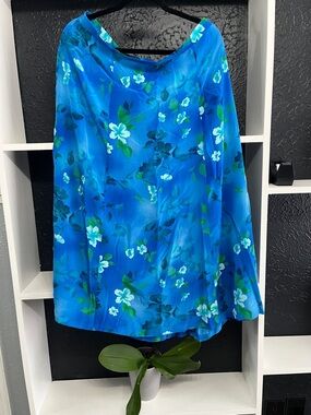 Maggy London Blue Floral Maxi Skirt